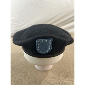 US Army Black Wool Beret Military Cap DLA Garrison Collection With Flash Patch